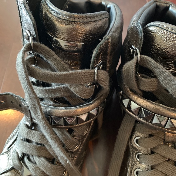 Michael Kors Glam High Top Studded Bronze Sneakers - Picture 4 of 9